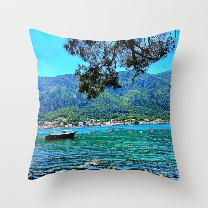 Kotor Bay, Montenegro Throw Pillow