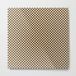 Chocolate Brown and Cream Checkerboard Squares Metal Print