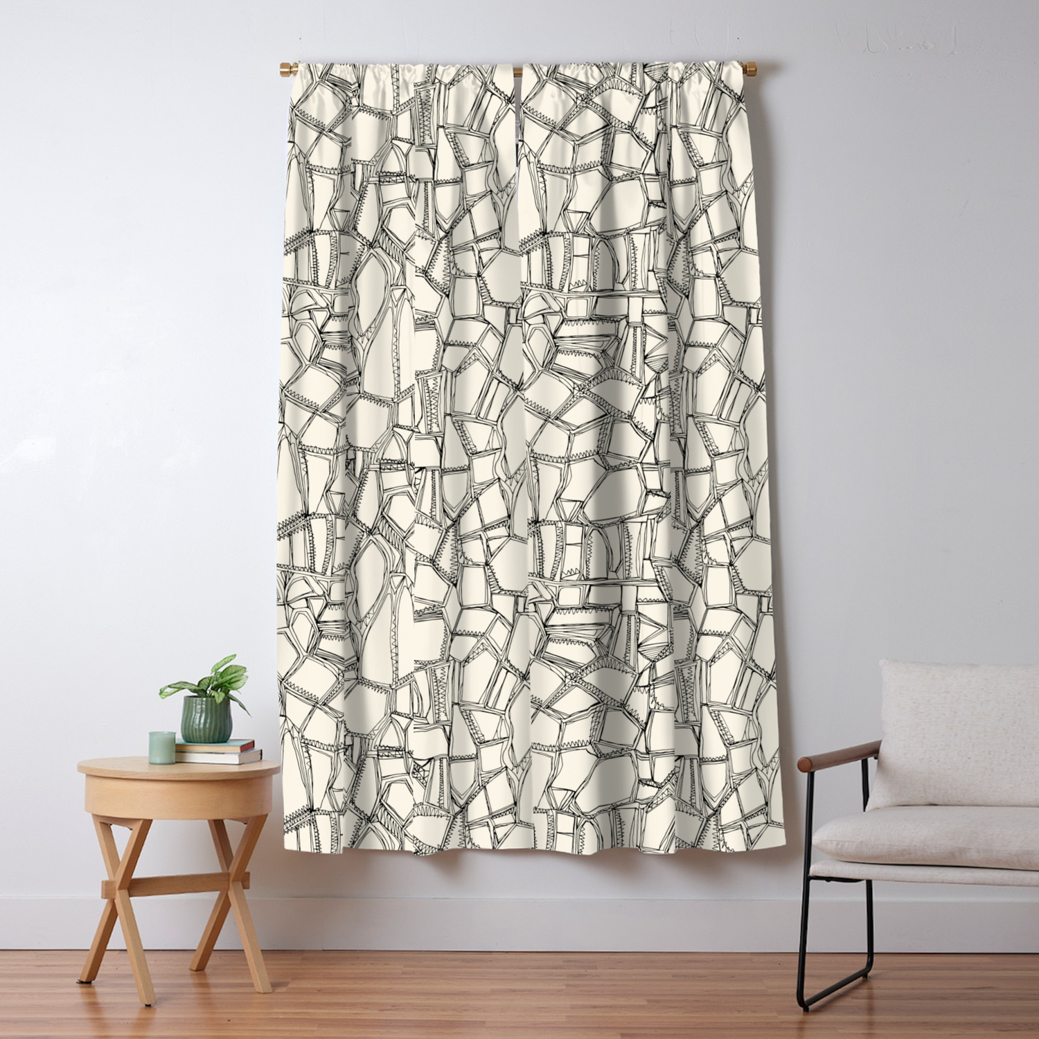Broken Black Off White Blackout Curtain By Sharonturner Society6