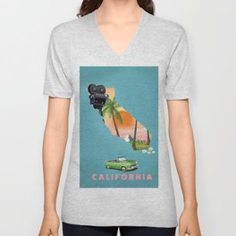 California Illustrated map poster. V Neck T Shirt