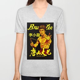 Bruce "The little Dragon" Lee By La Brea 李小龙 V Neck T Shirt
