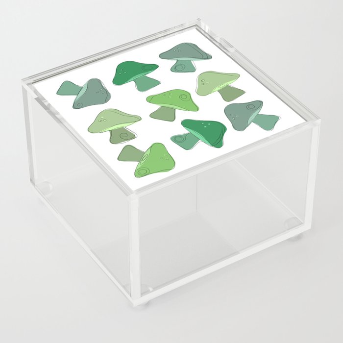 Mushroom Pattern In Green |  Acrylic Box