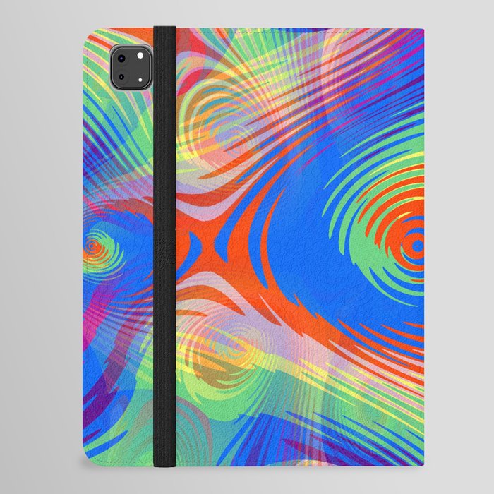 Psychedelic Multicolored Pattern Design iPad Folio Case