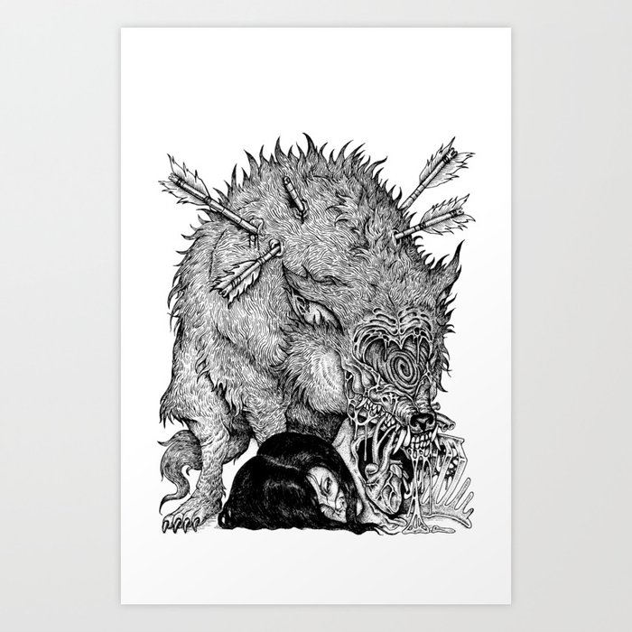 Fierce beast of love Art Print