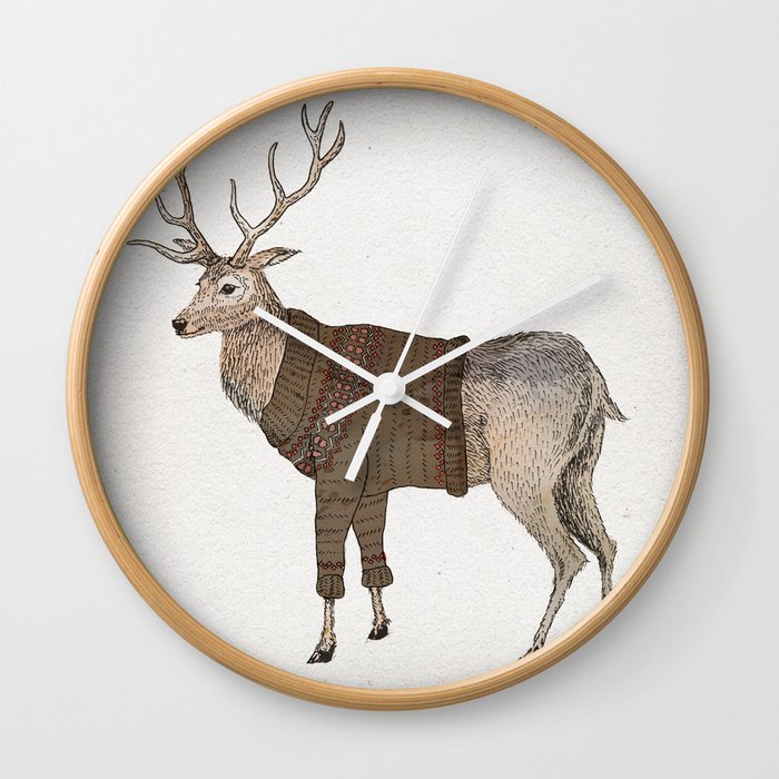 Winter Stag Wall Clock