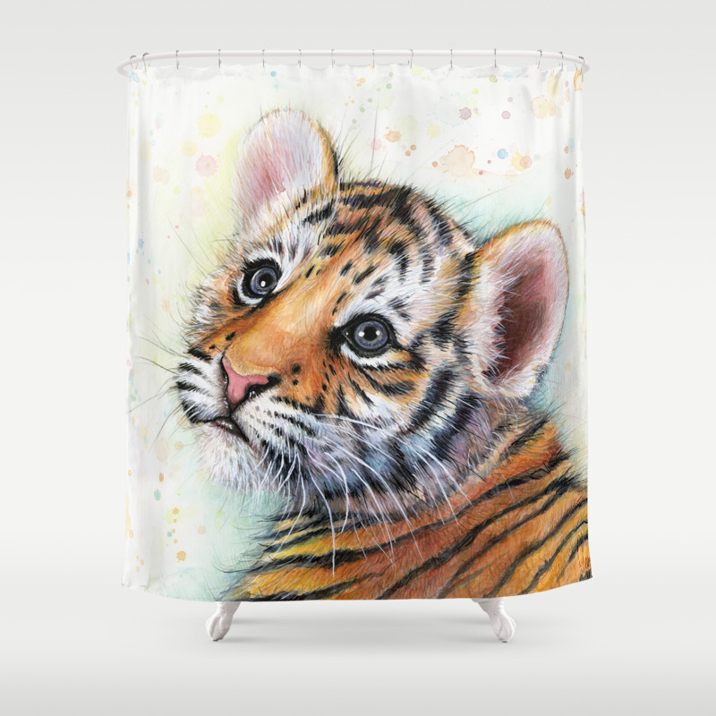 Nursery Artwork Tiger Cub Baby Animal Watercolor Jungle Safari