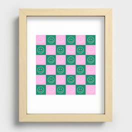 Checkered Happy Faces Recessed Framed Print