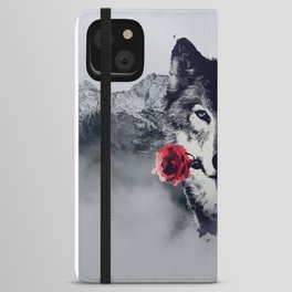 The Wolf With a Rose & Mountains iPhone Wallet Case