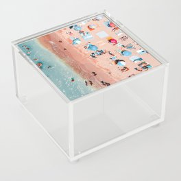 Ocean Waves Print, People Sea Beach Aerial Print, Beach Print, Sea Beach Print, Summer Vibes Art Print Acrylic Box
