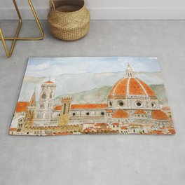Italy Florence Cathedral Duomo watercolor painting Rug