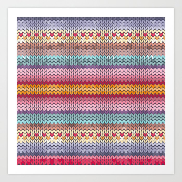 Multi color Knitting Pattern Art Print