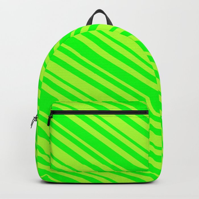 Light Green and Lime Colored Stripes/Lines Pattern Backpack