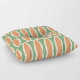 Retro Mid Century Modern Geometric Oval Pattern 239 Green and Orange and Beige Floor Pillow