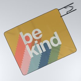 be kind rainbow - mustard Picnic Blanket