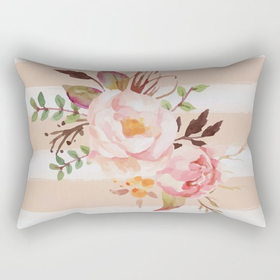 Roses and strips Rectangular Pillow