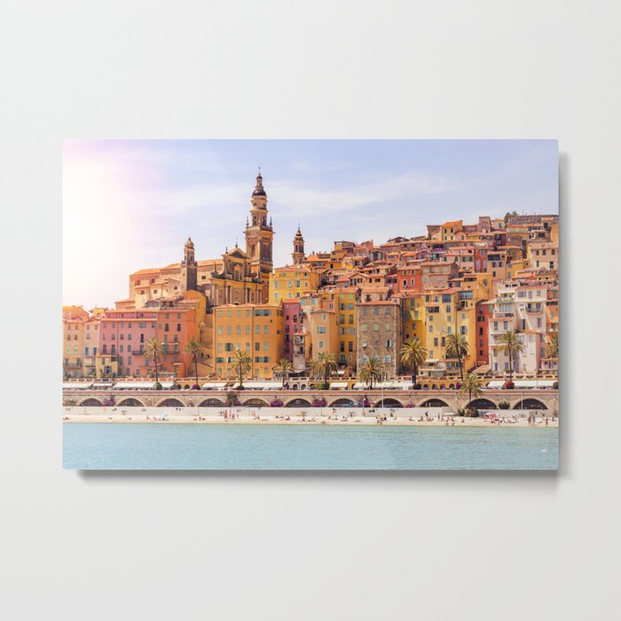 Old village of Menton French Riviera in summer Metal Print