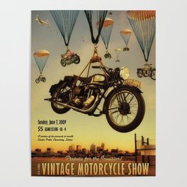 Vintage Motorcycle Show Parachute Advertising Poster Poster