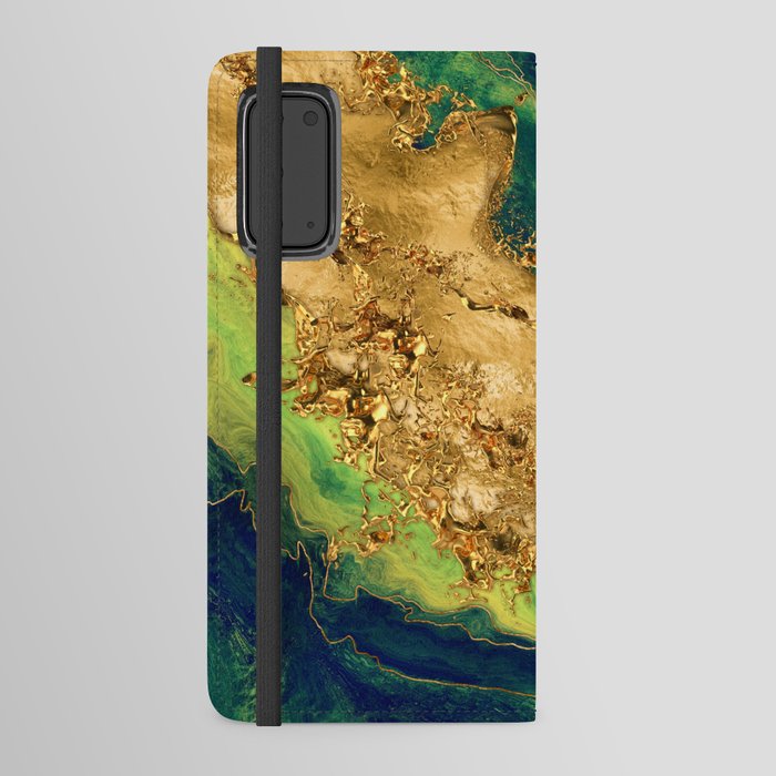 Jade Green and Bronze Gold Abstract Android Wallet Case