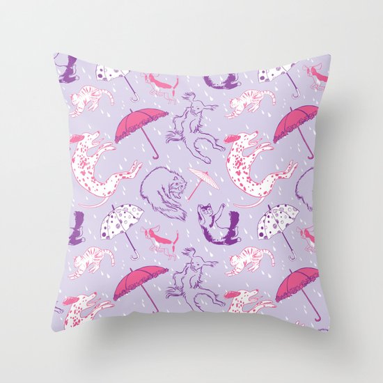 Raining Cats and Dogs Throw Pillow