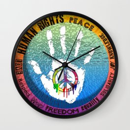 Peace and Love - coloured art digital by Iona Art Digital Wall Clock