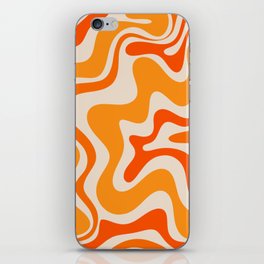 Retro Liquid Swirl Abstract Pattern in 70s Orange and Beige iPhone Skin