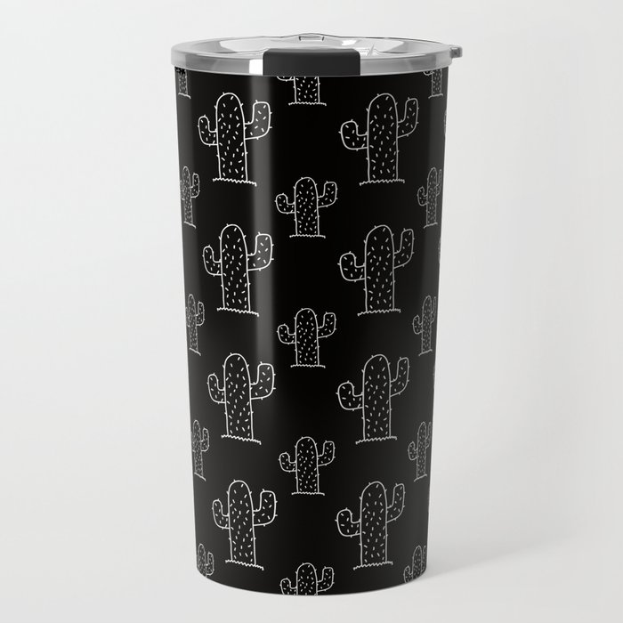 Black & White Cactus Succulen Pattern- Mix and Match with Simplicity of Life Travel Mug