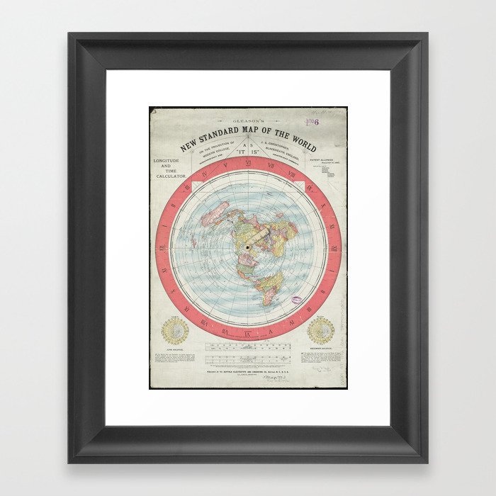 FLAT EARTH MAP Framed Art Print