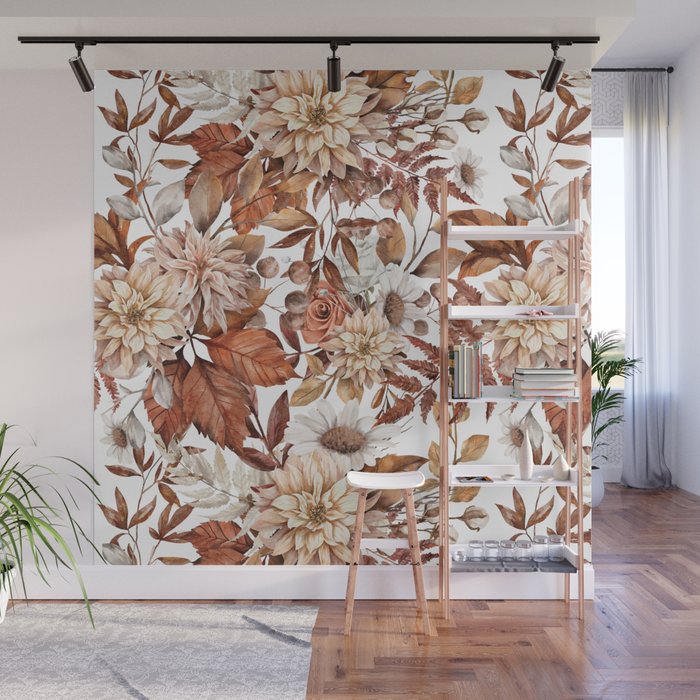 Vintage Autumn Floral Wall Mural