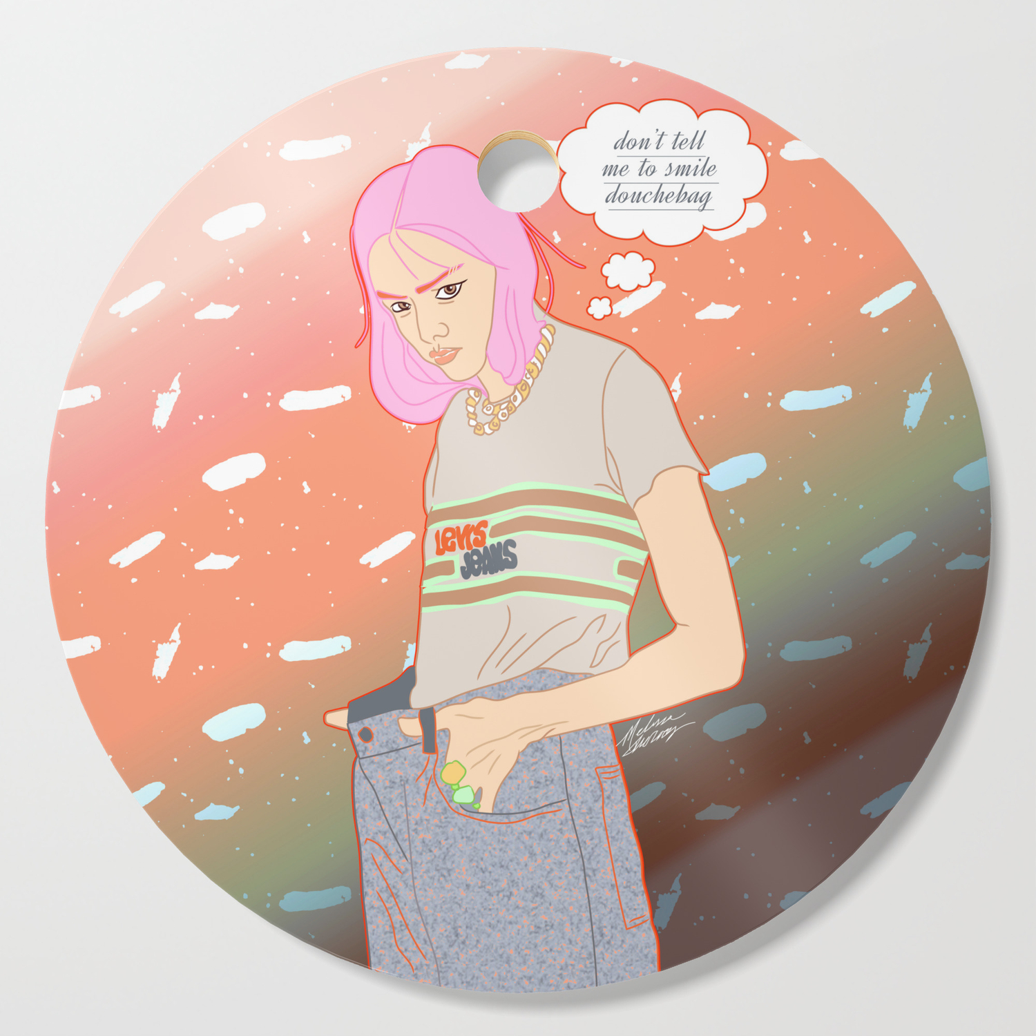 Don T Tell Me To Smile D Bag Feminist Digital Illustration Cutting Board By Andwomandesign Society6