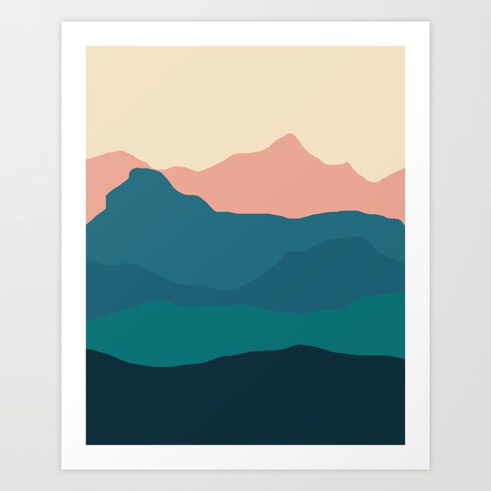 Sunset rolling mountains Art Print