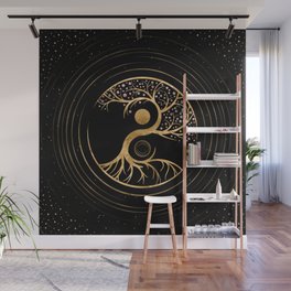 Yin Yang Tree of life - Fluorite and Gold Wall Mural