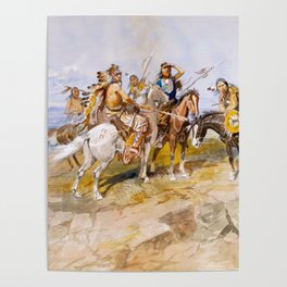 Approach of the White Men, 1897 by Charles Marion Russell Poster