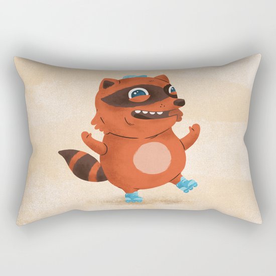 Rollerblade Raccoon Rectangular Pillow