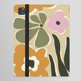 RETRO floral garden  iPad Folio Case | Botanical, Summer Spring, Happy Decor, Yellow Green Pink, Classic, Boho, Floral Print, Poppy, Tropical, Jungle 