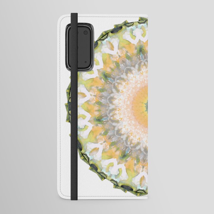 White Lily Mandala - Peach And Green Art Android Wallet Case