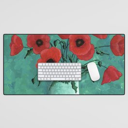 Red Poppies in a Vase Desk Mat