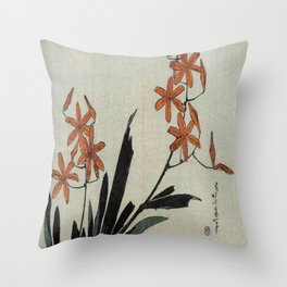 Hokusai, red orchid -manga, japan,hokusai,japanese,北斎,ミュージシャン Throw Pillow