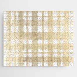 Elegant Gold White Geometric Plaid Pattern Jigsaw Puzzle
