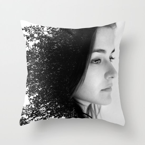 Double Exposure Portrait Throw Pillow