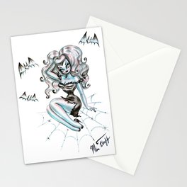 Vampire Glamour Doll Sitting on a Spider Web Stationery Card