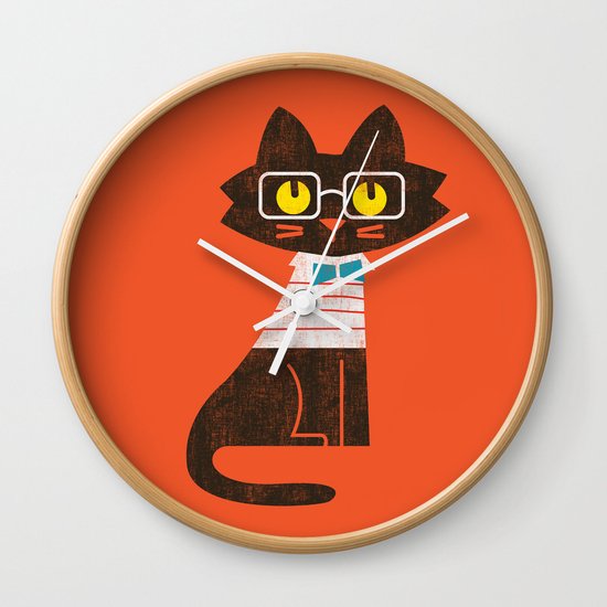 Fitz - Preppy cat Wall Clock