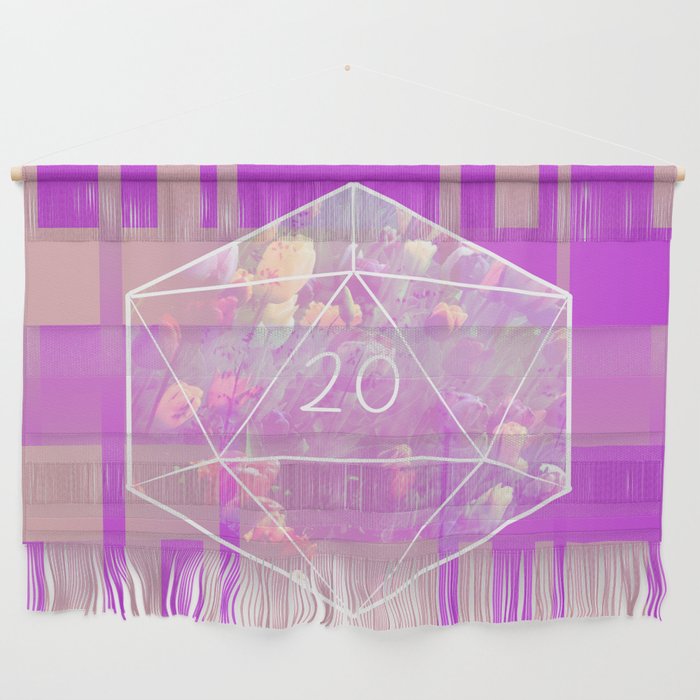 "May all your rolls be crits" floral d20 pattern Wall Hanging