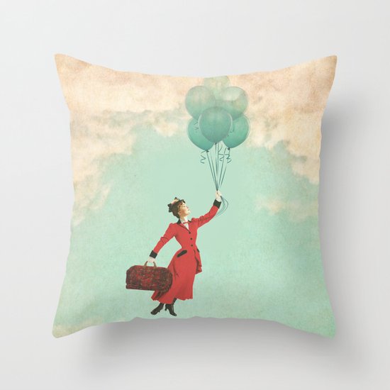 Mary, the secret behind the umbrella Throw Pillow
