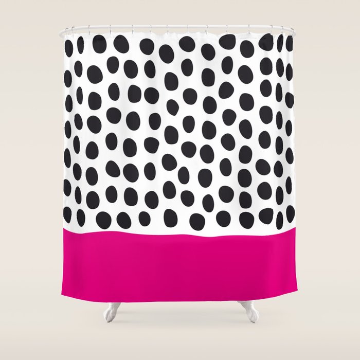 Modern Handpainted Polka Dots with Pink Shower Curtain by PELA Society6