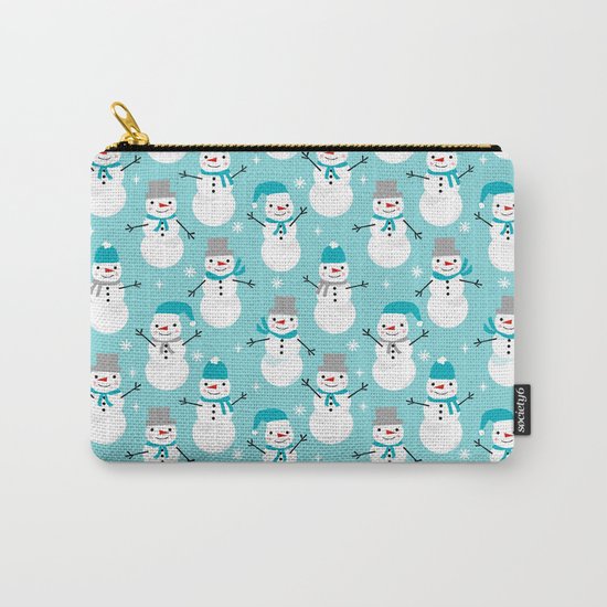 Snowman winter holiday pattern seasonal decor furnishing gifts for kids Carry-All Pouch