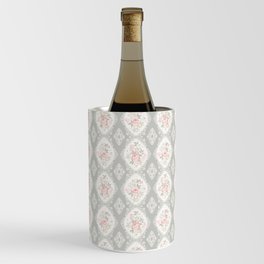 Modern Pink Silver Roses Pattern Collection Wine Chiller