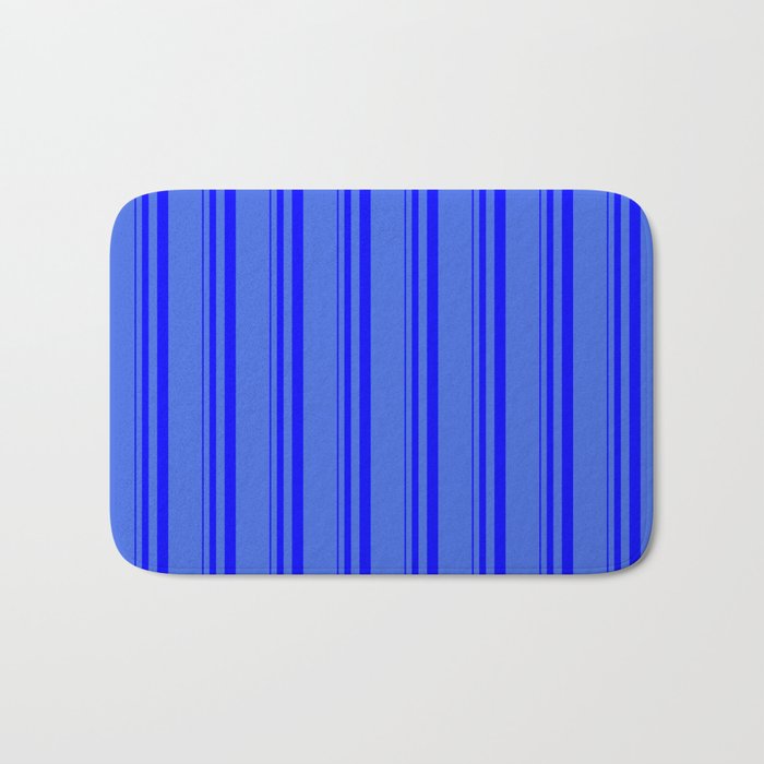 Blue and Royal Blue Colored Stripes Pattern Bath Mat