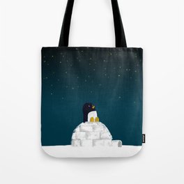 Star gazing - Penguin's dream of flying Tote Bag