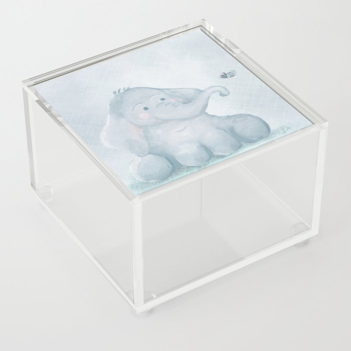 Baby Elephant and Butterfly Friend Acrylic Box
