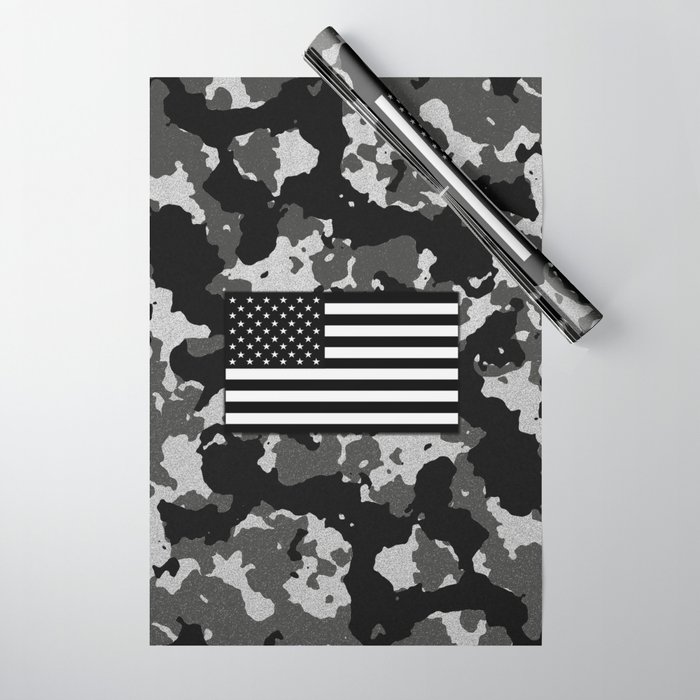 Camo Proud American Flag Wrapping Paper